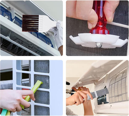 Shkalacar 6 Pieces Air Conditioner Fin Cleaner Set - 5 Different Fin Comb and 2 Brush Tools for Radiator Repair
