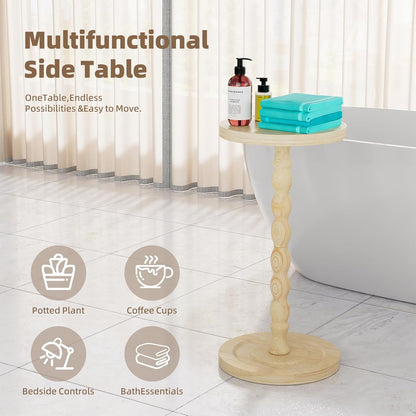 Simple Trending Round Side Table, Small Drink Table, Beside End Table with Pedestal Accent, Coffee Table for Small