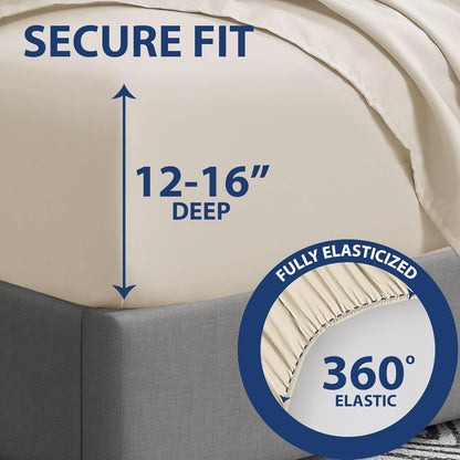 Home Collection Micro Caress Luxurious Sheet Set - 90GSM 4-Piece Cal King Size - Cream Color