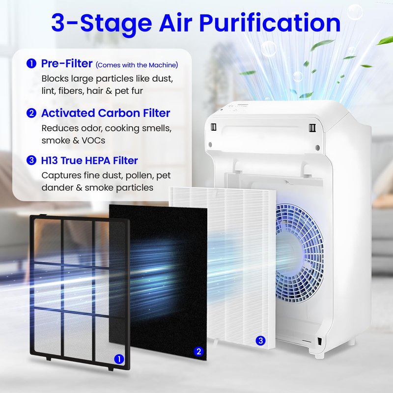 Future Way 2-Pack C545 Replacement Filter S Kit Compatible with Winix C545 Air Purifier, 2 H13 True HEPA Filter + 8 Activated Carbon Filters, Replace 1712-0096-00