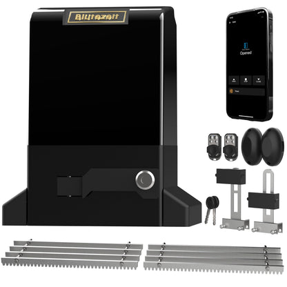 Blütezeit 4000lb WiFi Sliding Gate Opener, Smart App Control 1HP Automatic Slide Gate Motor, Rack-Driven Driveway Gate Operator with 2 Remotes, IR Sensor and Hardware Kit for Gates up to 40ft