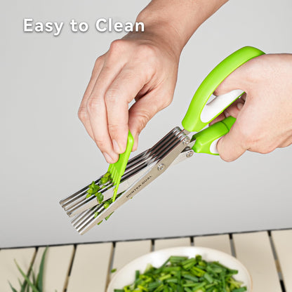 5 Blades Herb Scissors - Professional Kitchen Shears with Safety Cover for Cutting Green Onions, Fresh Herbs, Vegetables & Salad Food Prep, Must-Have Cooking Gadgets, Dishwasher Safe