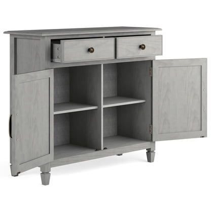 SIMPLIHOME Connaught 40-inch Wide Solid Wood Storage Cabinet in Fog Grey for Entryway, Living Room, Organizer for Hats, Gloves, Shoes, Keys, Slim Design, Traditional Style