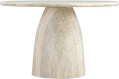 Meridian Furniture 701Travertine-T Cosenza Collection Art Deco 48.5" Indoor/Outdoor Concrete Dining Table with Travertine Finish, 48.5" W x 48.5" D x 30" H, Travertine