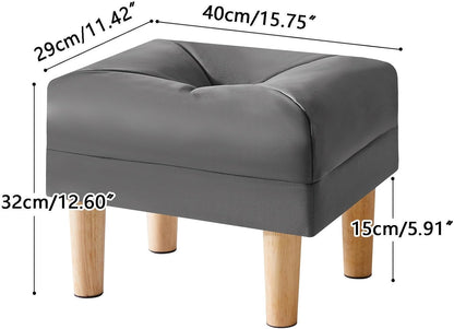 15.75" 11.42" W12.6" UHBD040BG YMYNY Small Footstool Ottoman, Faux Leather Footrest with Sponge Padded Seat, Step Stool