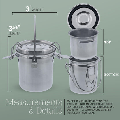 U.S. Art Supply Stainless Steel Leak-Proof Deluxe Paint Brush Washer with Wash Tank, Clip-On Lid, and Strainer Cup - Oil Paint Brush Cleaner for Artists