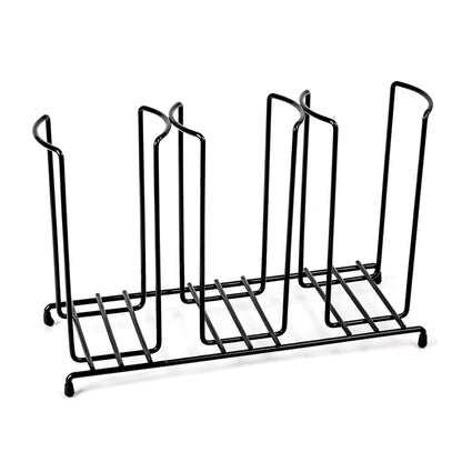 Inevibe Wire Frame Cup and Lid Organizer, 3 Compartment Metal Rack Design Storage Holder for Plastic, Coffee Beverage Cups