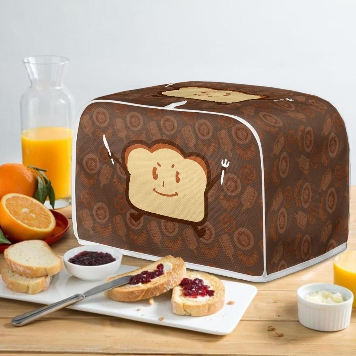 Cartoon Toast Toaster Cover, Waterproof Bread Toaster Oven Cloth with Top Handle, Dust & Fingerprint Protection