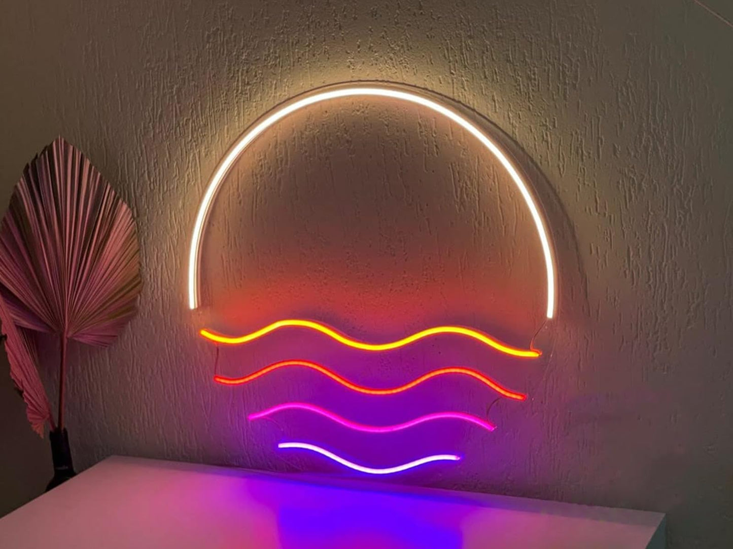 LED Decorative Lights USB Mountains Sunrise Sunset Led Neon Signs Home Decoration Wall Art Holiday Gift Brightness Adjustable 16.5''x11.8''