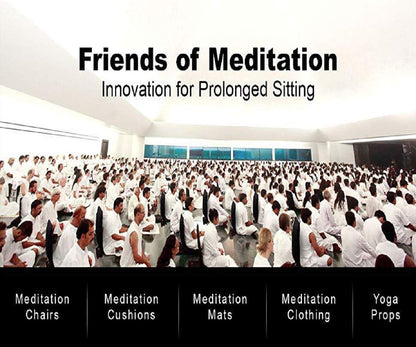 Friends of Meditation Extra Large Meditation Chair | Floor Chair with Back Support | Yoga Chairs for Adults | Portable Folding Chair | Yoga Chair with Cushion & Meditation Block | Black | 24x22 in