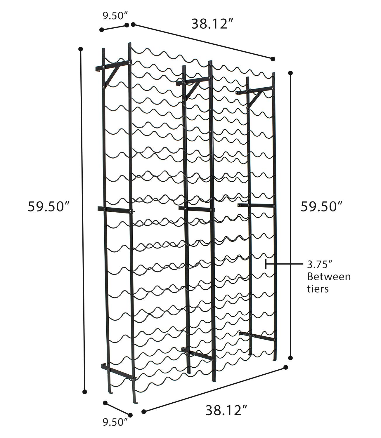 Sorbus Wine Rack Freestanding Floor - Wine Bottle Holder Holds 150 Bottles of Wine - 150 Bottle Capacity Wine Storage for Any Bar, Wine Cellar, Kitchen, Dining Room