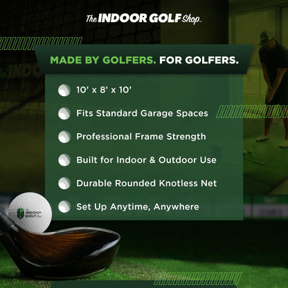 The Indoor Golf Shop - Golf Net 10' x 8' Knotless Golf Hitting Net for Indoor and Outdoor Practice - Arrives Ready to Assemble and Use