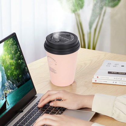 Zerodis 300ml Humidifier, Mini Desktop Humidifier in Coffee Cup Shape, USB Powered for Home
