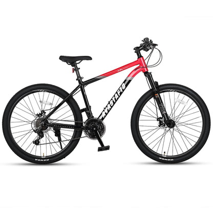 AVASTA 26-inch Mountain Bike for Man Male and Woman Female Adult with Lightweight Aluminum Alloy Frame and Dual Disc Brakes,Front Suspension,21-Speed Shimano Gear Shifters,Hidden Brake Cables,Red