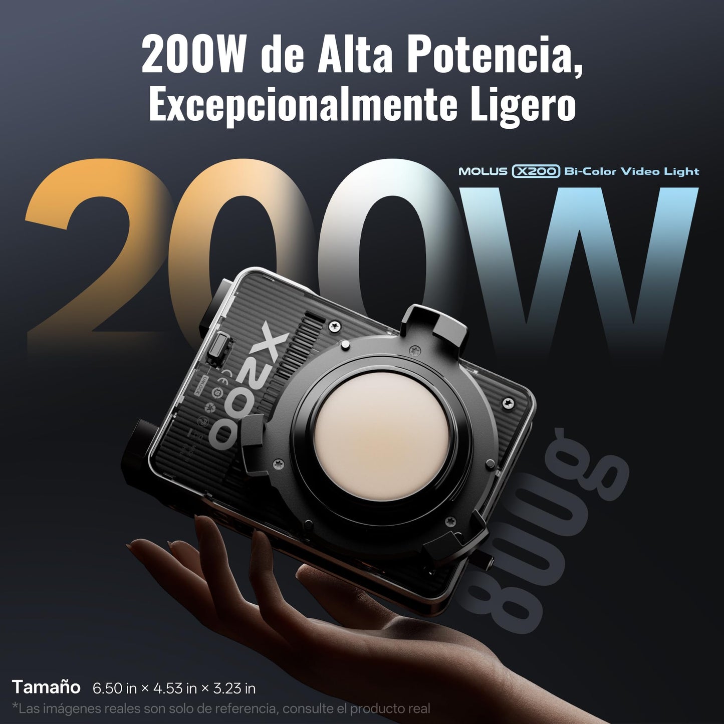 ZHIYUN MOLUS X200 Bi-Color Standard 200W Video Light [Official] Handheld Continuous Output Light Portable Professional Photography Light Bowens Mount 2700K~6500K CRI≥95 TLCI≥97 Only 800g (NO Battery)