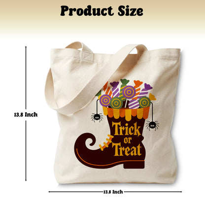 LRYBUD Trick or Treat Halloween Tote Bag for Women Canvas Womens Work Tote Bag Gifts