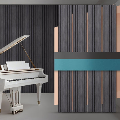 UMIACOUSTICS 4 PCS Acoustic Panels, 94.4" x 11.8" Decorative 3D Sound Proof Panels for Home Office Cinema -Dark Oak