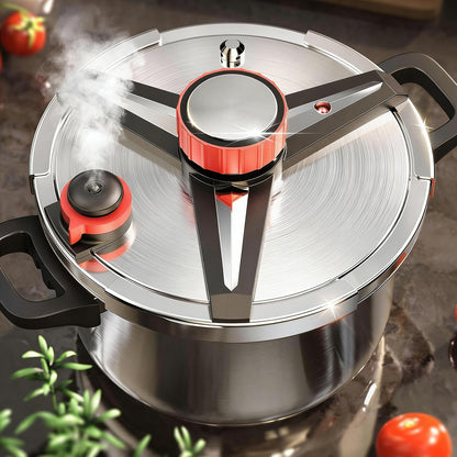 18/8 Stainless Steel Pressure Cooker 7 QT, [Save 70% Cooking Time] Olla De Presion with Food-Grade Body [One Hand Operation] Rotating Lock/Unlocking Lid System, Steam Rack Included