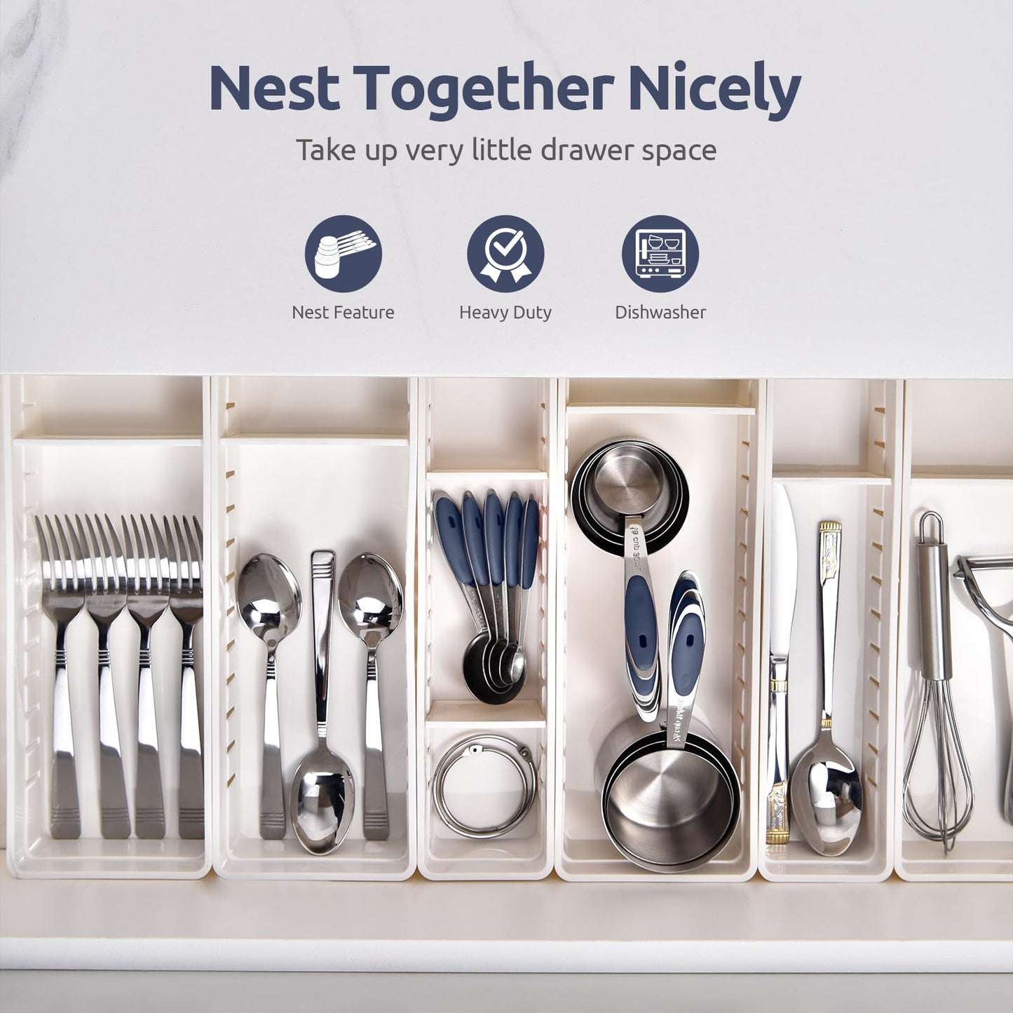U-Taste Measuring Cups and Spoons: Food Grade 18/8 Stainless Steel 12 Pieces Metal Stacking Kitchen Baking Cooking Measure Set with Strengthened Weld Joints (Midnight Blue, Upgraded Version)