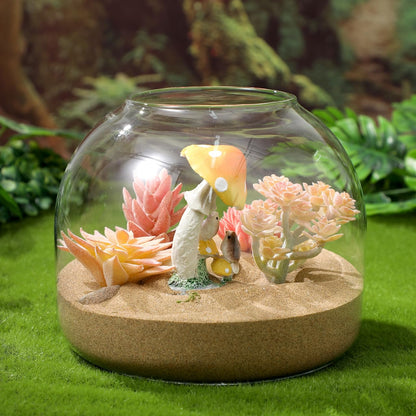 iplusmile Glass Plant Terrarium Jar, Tabletop Succulent Bubble Planter with Cork Lid, Open Mouth Round Fish Bowl Vase Sealed Glass Bottles Vial for Home Decor