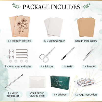 Aboofx Large Flower Press Kit for Adults,10.8"x6.9" 6 Layers Wooden Flower Pressing Kit for Pressed Flowers Herbs Leaf, DIY Flowers Preservation for Bookmark Wedding, Art & Craft Kits Gift for Adult