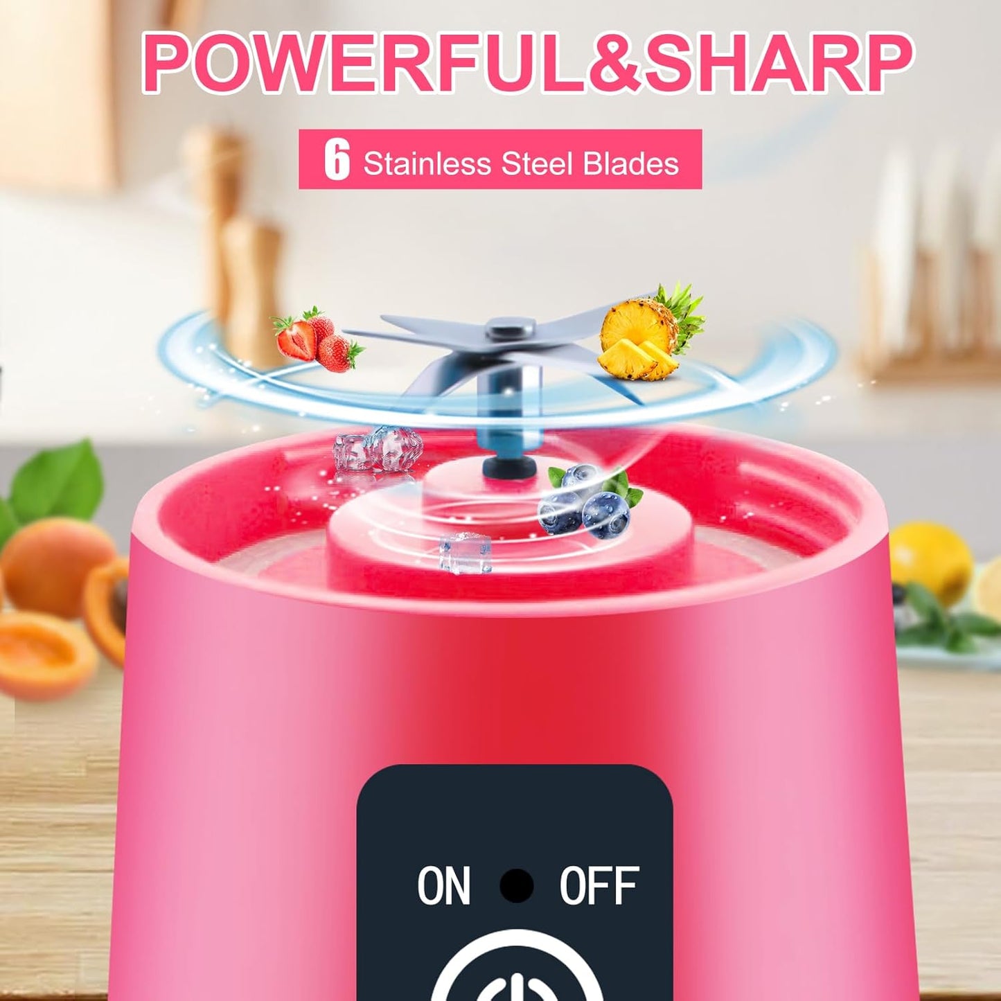 GUCABE Portable Blender, Personal Blender for Milkshakes and Smoothies, Mini Juice Blender with USB Charging, 380ML,