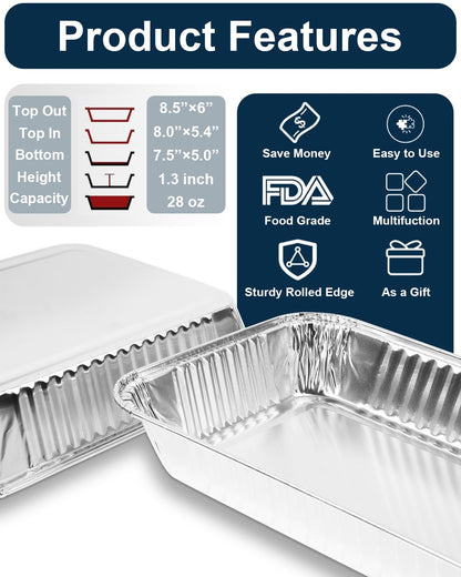 Matchwaves Drip Pans for Weber, Disposable Aluminum Foil Grease Trays for Weber Grills, Universal Replacement Liners for Weber Series, 8.6" x 6" - 20 Pcs