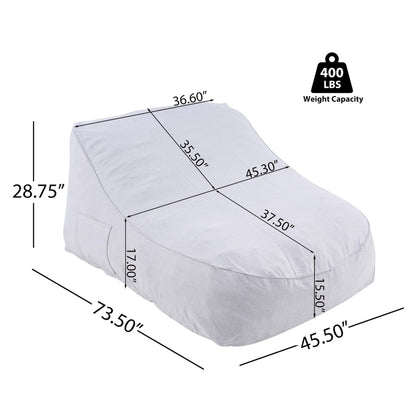 Merax Outdoor Bean Bag Lounger Chair, 73.5" Big Comfy Outdoor Bean Bag Daybed Couch for Adults, Water-Resistant Fabric Patio Chaise and Sun Lounger Chair for Pool Balcony Beach Deck, Gray