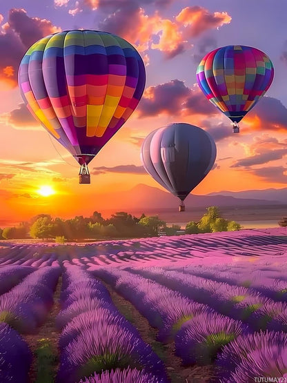 TUTUMAY21 5D Adult Diamond Painting Kit Colorful Hot Air Balloons Diamond Painting Full Round Gemstone Painting Suitable for Relieving Emotions Hot Air Balloon Art Crafts 12x16 inch