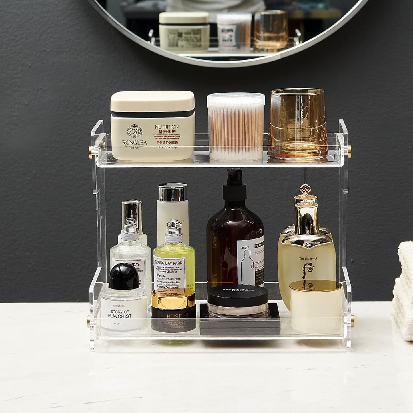 Bathroom Organizer Countertop, 2-Tier Makeup Organizer for Cosmetics and Vanity Holder for Lipstick