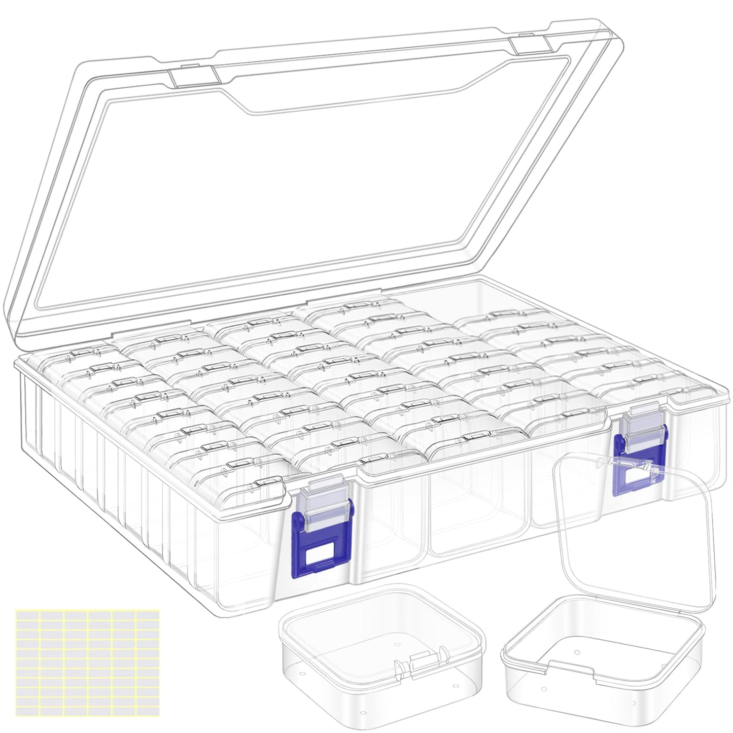 DILIBRA Bead Organizer Box, 46Pcs Small Bead Organizers and Storage Plastic Cases, Mini Clear Storage Containers Boxes with Hinged Lid for Diamond Painting Accessories Seed Jewelry Crafts