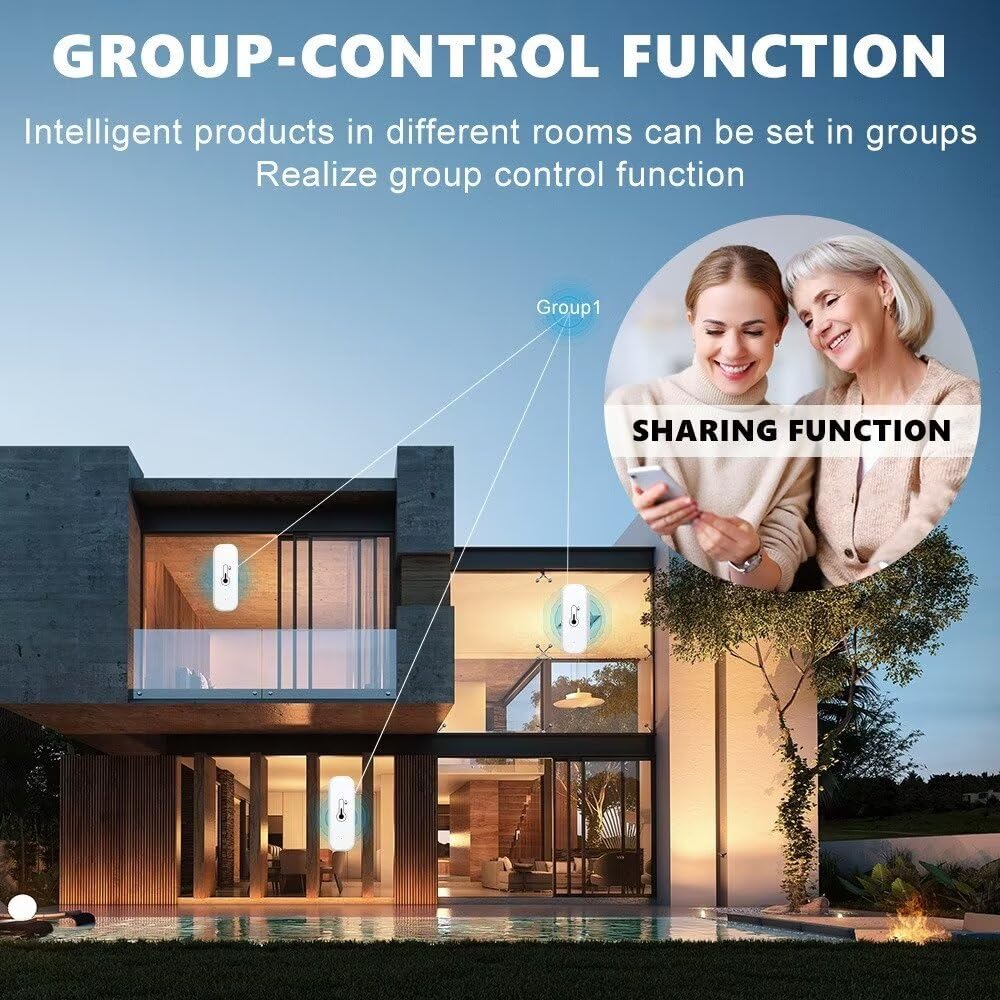 Wifi & Bluetooth Temperature and Humidity Sensor - Compatible with Alexa and Google Home (1 Pack)