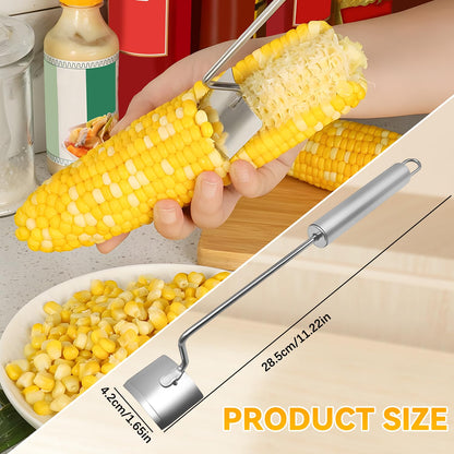 Corn Peeler,Stainless Steel Long Handle Corn Peeler,Easy Clean Corn on the Cob Remover for Home Kitchen and Outdoor Dining (2PCS)