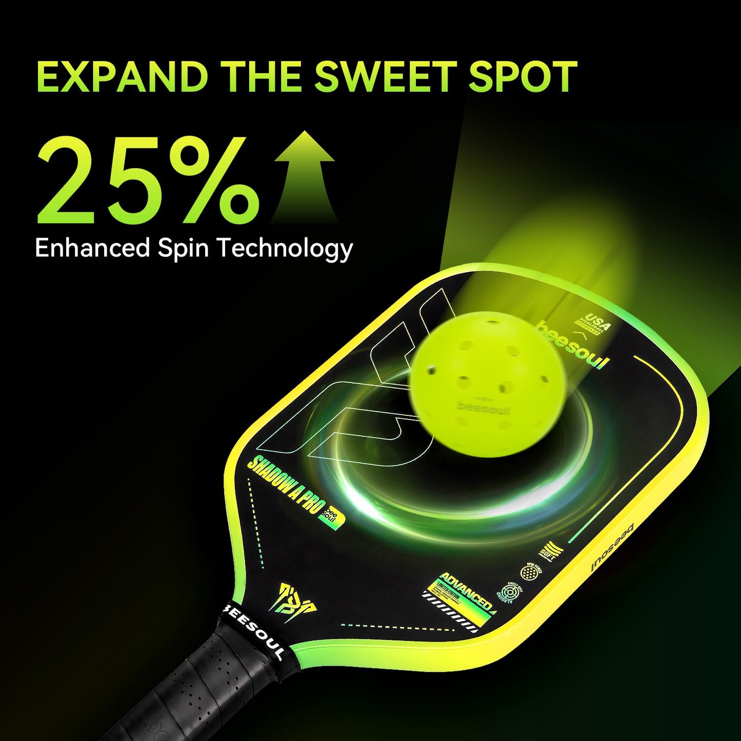 Beesoul Professional Pickleball Paddles – 4th Gen Thermoformed Core– Charged Surface Technology for Power & Feel – T800 Carbon Fiber – USAPA Approved - NFC Chip