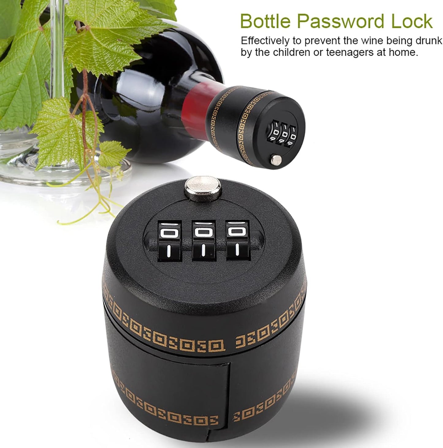 Wine Stoppers with Combination Password Lock - Reusable Digital Lock for Wine & Liquor Bottles