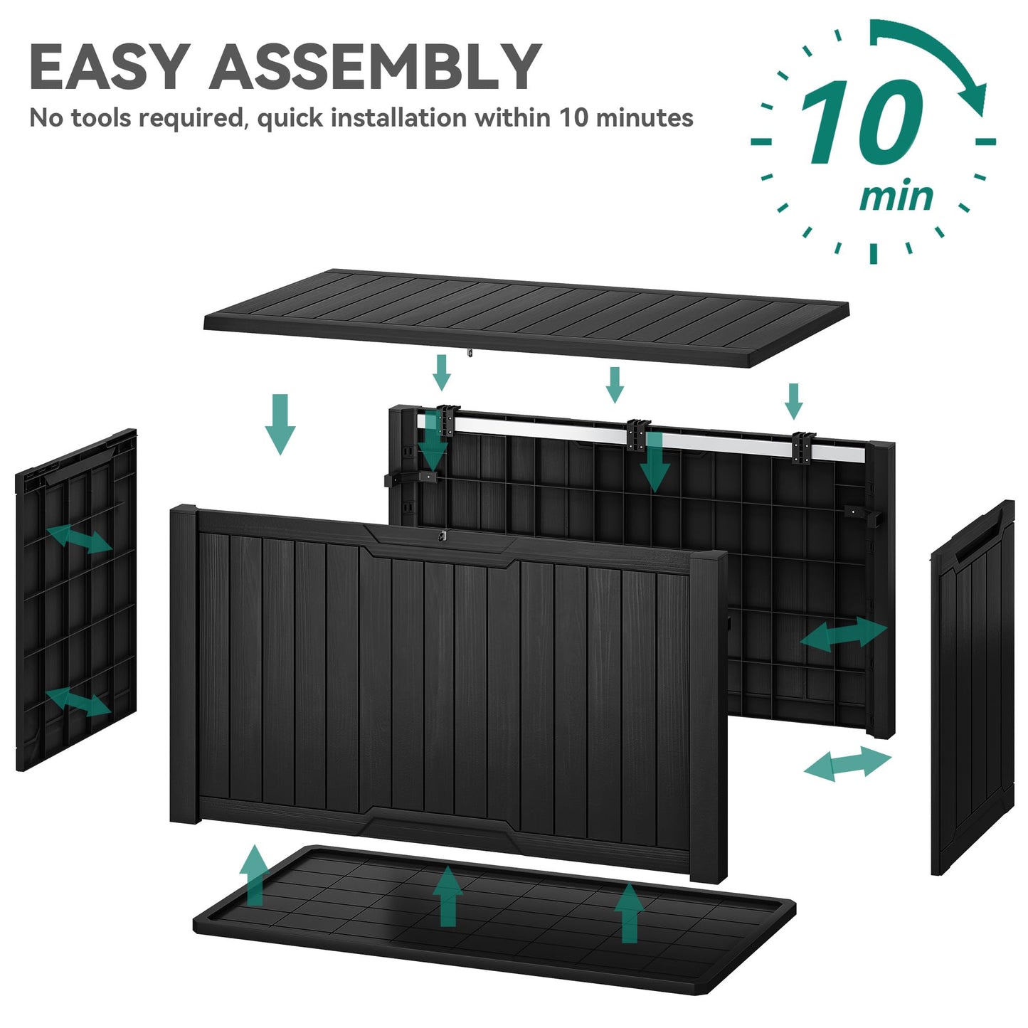 YITAHOME XXL 240 Gallon Large Outdoor Storage Deck Box for Patio Furniture, Outdoor Cushions, Garden Tools and Sports/Pools Equipment, Weather Resistant Resin, Lockable (Black)