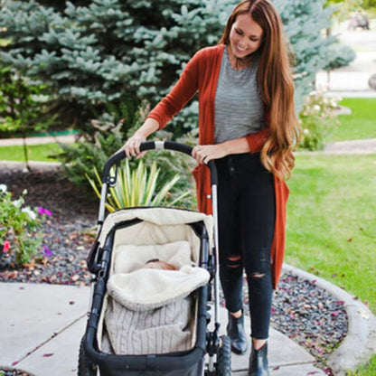 Baby Sleeping Bag fits Infant Newborn,Warm Baby Sleeping Bag,Winter Newborn Knit Wool Swaddling Blanket Kid Sleepsack Footmuff Stroller Knitted Sleep Nest Sack (Light Gray, One Size)