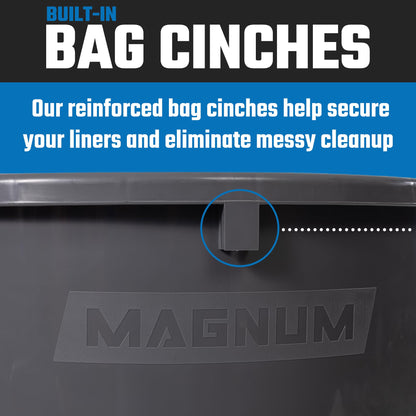 Magnum 32 Gallon Trash Can, Construction Grade, Heavy Duty Plastic, Jobsite Ready for Handling and Holding Garbage CMTC-C000-32G02 (2 Pack)