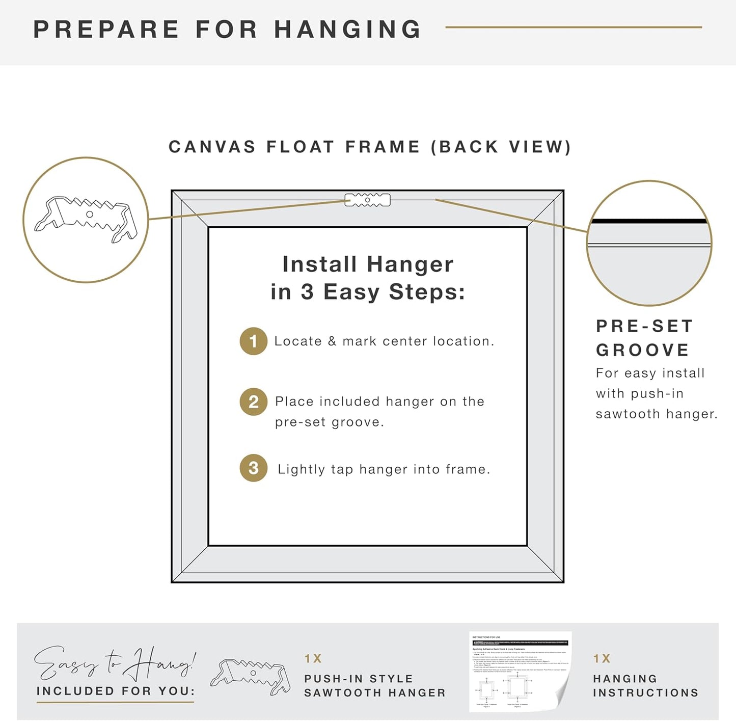 MCS Deep Floating Canvas Frame, Art Frames for Canvas Paintings, 12 x 12 Inch with Adhesive Fasteners and Hardware