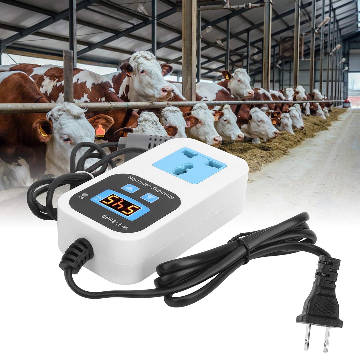 Fafeicy WT2000 Digital Humidity Controller, 110-220V Humidify Dehumidification Switch Socket, 0%~99% RH Control Range