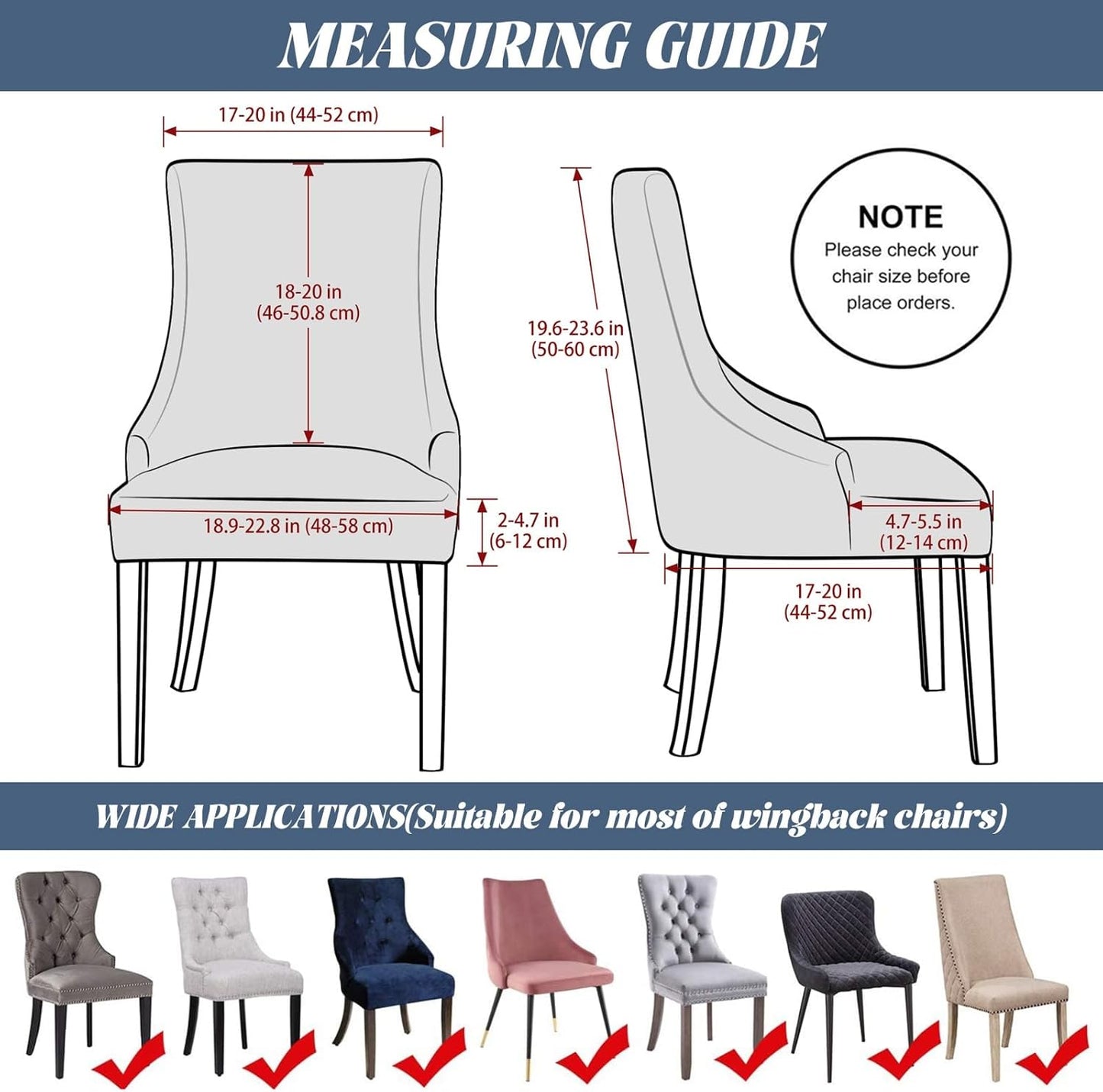 Wingback Side Chair Cover Slipcover Velvet Stretch Arm Chair Protector Accent Chair Cover Slipcover Washable