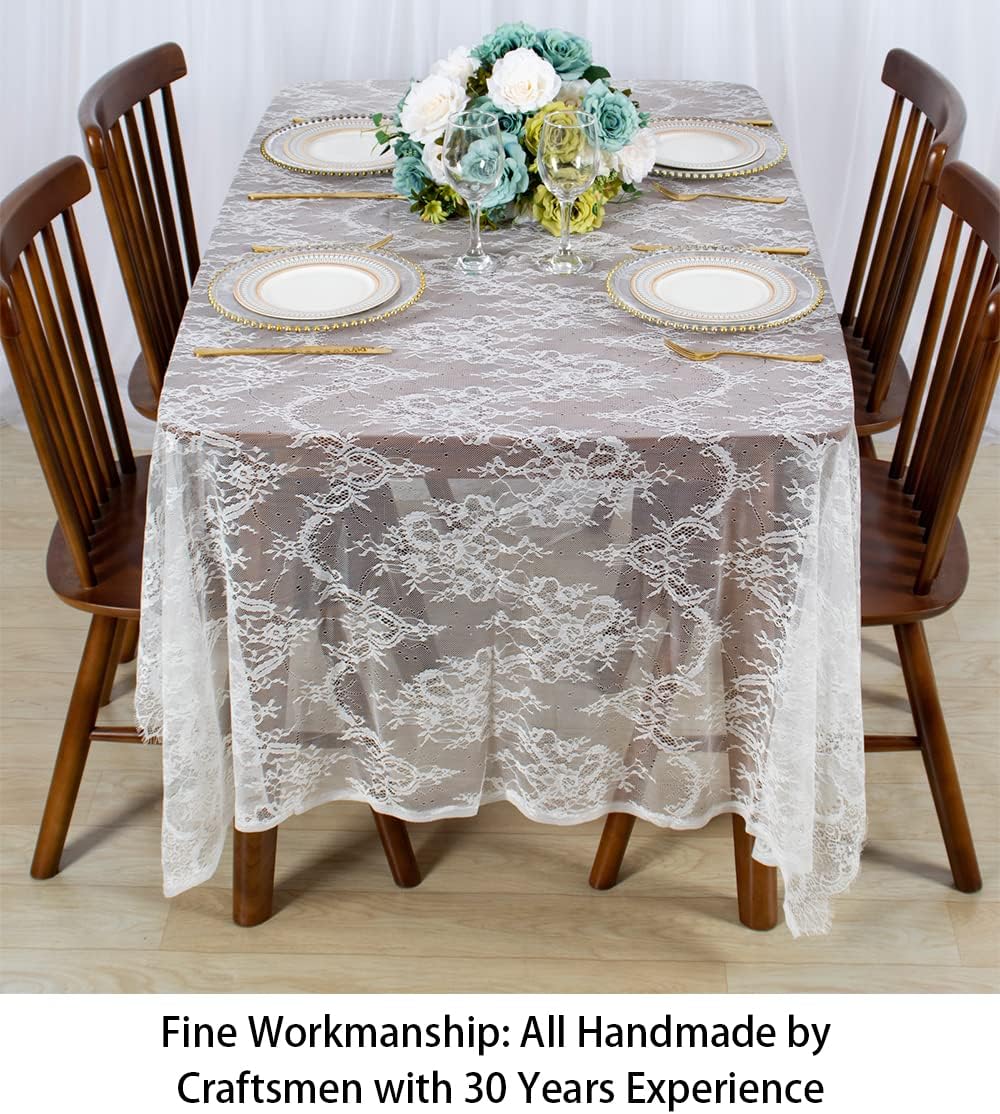 ShinyBeauty Rectangular Lace Tablecloth 60x120-Inch 2 Pack Floral Vintage Table Cover for Rustic Party
