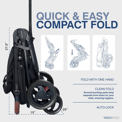 Valco Baby - Trend Duo Double - Side by Side Double Stroller for Newborn and Toddler - Easy Compact Fold, Multi-Position Recline, Large Canopy Infant Twin Stroller 2025 (Night Black)