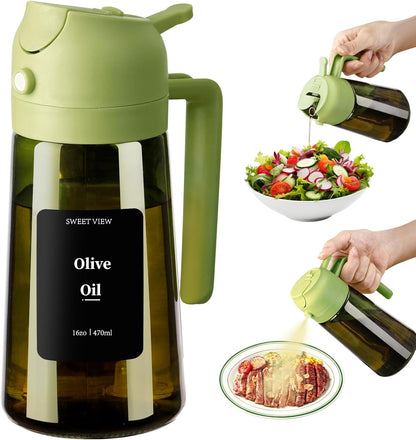 16oz/470ml SWEET VIEW Olive Oil Dispenser and Oil Sprayer Glass Light-Proof Oil Pourer for Kitchen, Air Fryer, Cooking