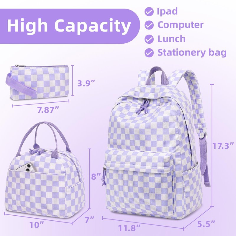 LEDAOU Backpack for Girls School Bag Kids Bookbag Teen Backpack Set Daypack with Lunch Bag and Pencil Case
