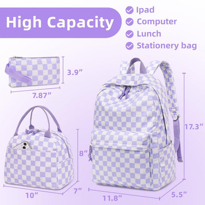 LEDAOU Backpack for Girls School Bag Kids Bookbag Teen Backpack Set Daypack with Lunch Bag and Pencil Case