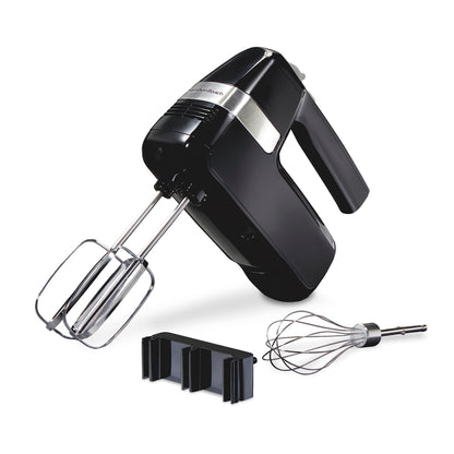Hamilton Beach Electric Hand Mixer, 6 Speeds + Stir Button, 300 Watts of Peak Power for Powerful Mixing, Includes Whisk and Storage Clip, Black (62628)