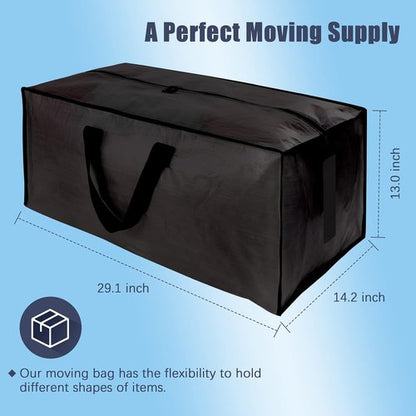 HOMESURE Large Water-Resistant Moving Bags - 12 Pack Heavy-Duty Storage Totes with Zippers & Handles | Black