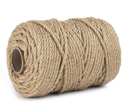 Zakous 5mm Jute Twine, Large Roll of Natural Jute Rope 328 Feet, Heavy Duty and Thick Twine Hemp Rope for DIY Arts Crafts, Gardening, Bundling，Home Decorating, Cat Scratching Post