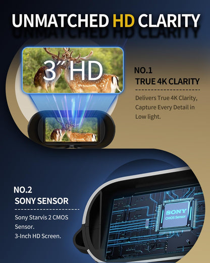 Waaniynan 4K UHD Night Vision Binoculars with Smart App Control, Night Vision Goggles with 3940ft View Range, 52MP Full Color Photo, 64GB Card for Camping/Security, Black